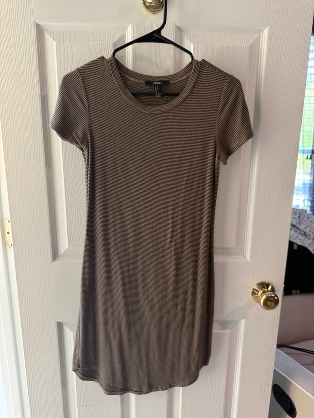 Forever 21 Brown Ribbed Short-Sleeve Tee Dress